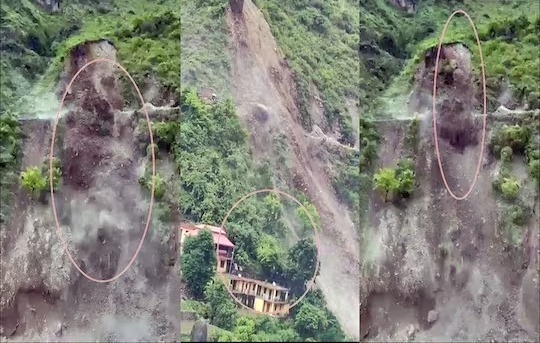 हिमाचल प्रदेश के सिरमौर जिले में लैंडस्लाइड का हैरतअंगेज VIDEO, बाल-बाल बचे घर और लोग, शिलाई-शिमला रोड बंद